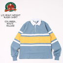 BARBARIAN (バーバリアン) L/S HEAVY WEIGHT RUGBY SHIRT - COLUMBIA_WHITE_YELLOW ラグビーシャツ メンズ