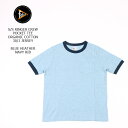 FELCO (フェルコ) S/S RINGER CREW POCKET TEE ORGANIC COTTON 30/1 JERSEY - BLUE HEATHER NAVY RIB Tシャツ メンズ