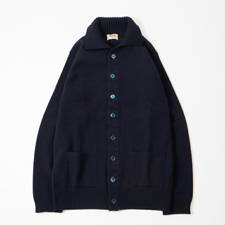 WILLIAM LOCKIE (ウィリアム ロッキー) LAMBSWOOL 8BUTTON CARDIGAN - NAVY