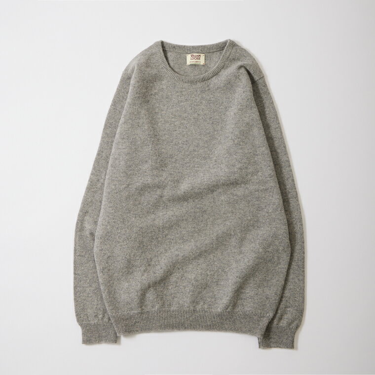 WILLIAM LOCKIE (ウィリアム ロッキー) LAMBSWOOL CREW NECK SWEATER - FLANNEL