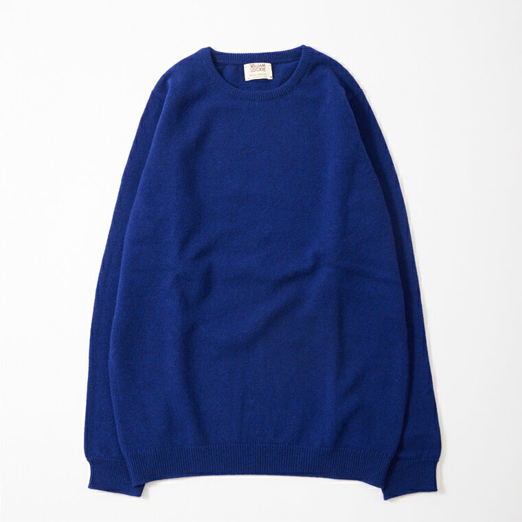 WILLIAM LOCKIE (ウィリアム ロッキー) LAMBSWOOL CREW NECK SWEATER - DK COBALT