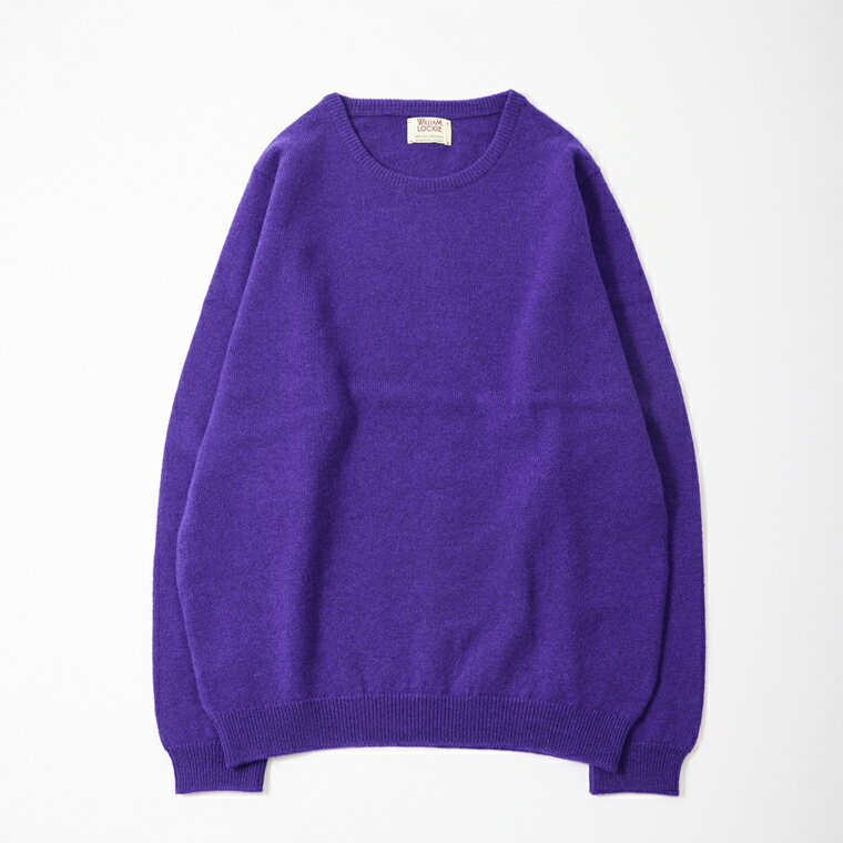 WILLIAM LOCKIE (ウィリアム ロッキー) LAMBSWOOL CREW NECK SWEATER - JACARANDA