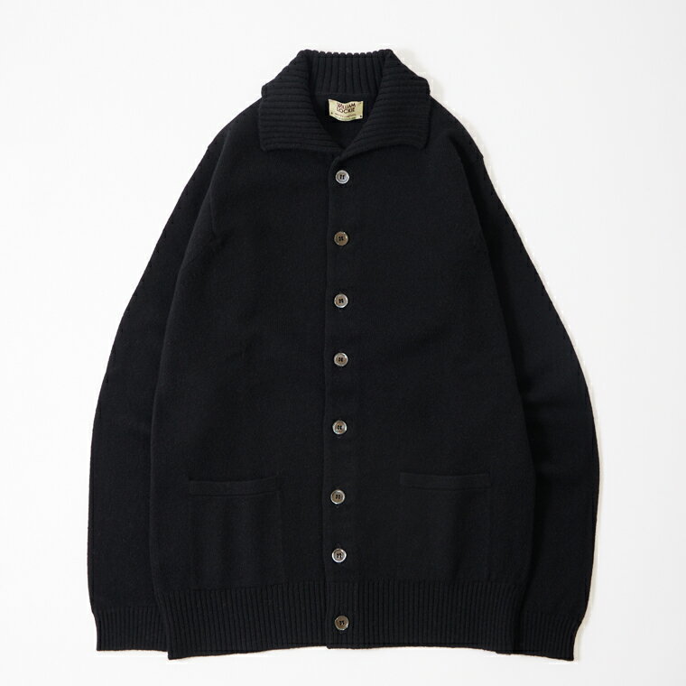 WILLIAM LOCKIE (ウィリアム ロッキー) LAMBSWOOL 8BUTTON CARDIGAN - BLACK