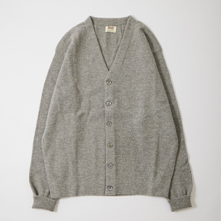 WILLIAM LOCKIE (ウィリアム ロッキー) LAMBSWOOL CARDIGAN W/SIDE BUTTON - FLANNEL