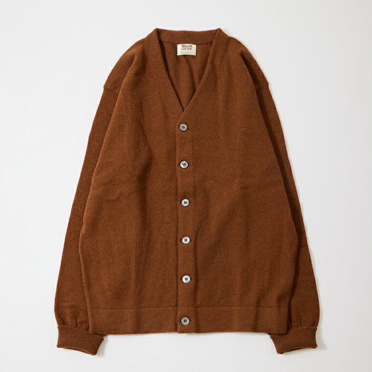 WILLIAM LOCKIE (ウィリアム ロッキー) LAMBSWOOL CARDIGAN W/SIDE BUTTON - SPANIEL