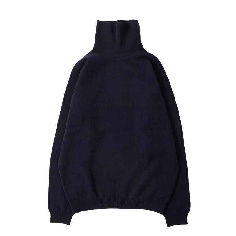 WILLIAM LOCKIE (ウィリアム ロッキー) LAMBSWOOL JUMPER ROLL NECK SWEATER - NAVY