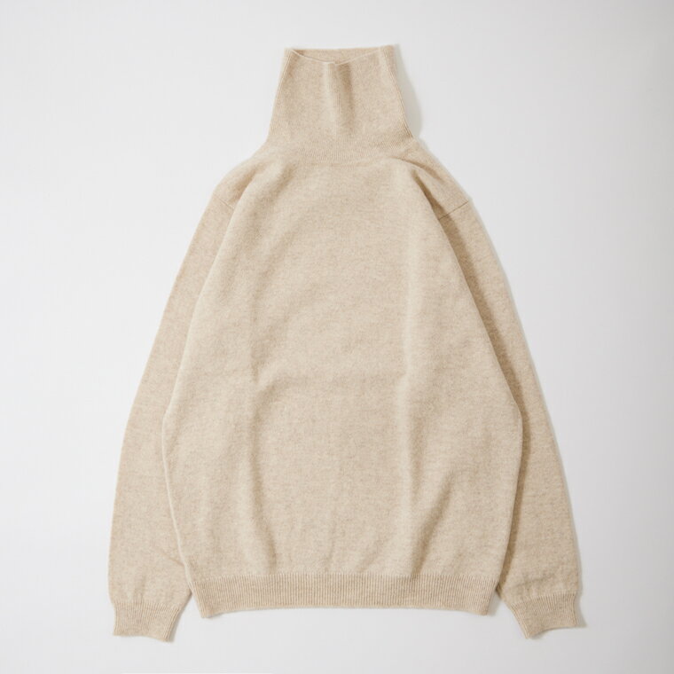 WILLIAM LOCKIE (ウィリアム ロッキー) LAMBSWOOL JUMPER ROLL NECK SWEATER - LINEN