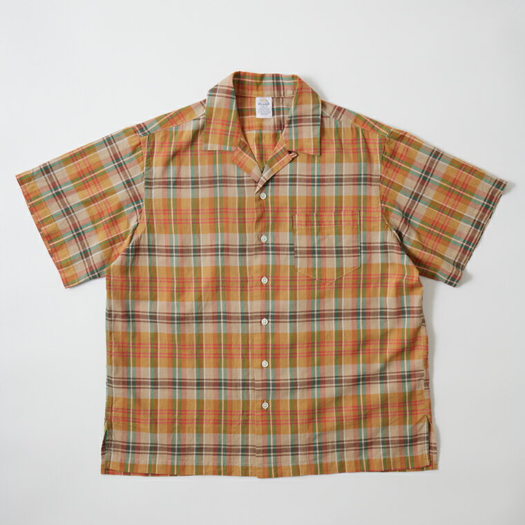 D.C. WHITE (ディーシーホワイト) INDIAN CLERK SHIRT - YELLOW 半袖 マドラスチェックシャツ メンズ