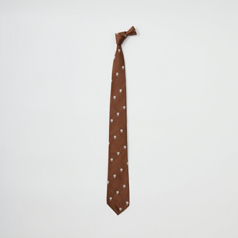 D.C. WHITE (ディーシーホワイト) CLUB TIE CREST - 30 BROWN シルク ネクタイ メンズ