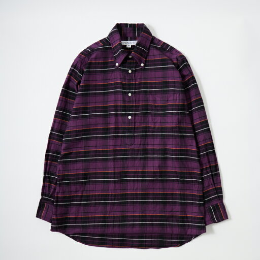INDIVIDUALIZED SHIRTS (インディビジュアライズドシャツ) L/S BD PULLOVER CLASSIC FIT FLANNEL CHECK SHIRT - PURPLE_BLACK プルオーバーシャツ メンズ INDIVIDUALIZED SHIRTS (インディビジュアライズドシャツ) L/S BD PULLOVER CLASSIC FIT FLANNEL CHECK SHIRT - PURPLE_BLACK プルオーバーシャツ メンズ
