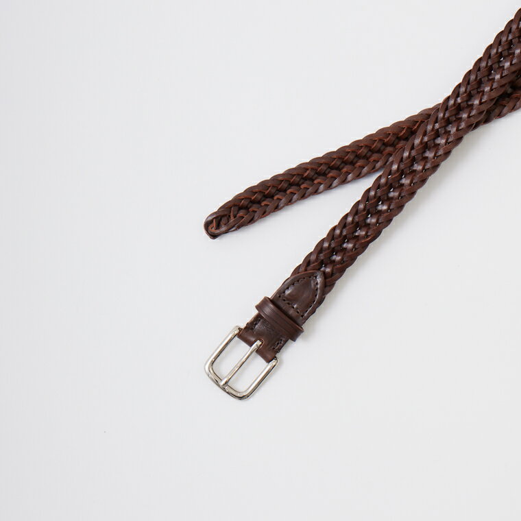 BEORMA LEATHER COMPANY (ベオーマレザーカンパニー) 25mm INTERLINKED PLAITED BELT - DARK BROWN レザーベルト メンズ 2