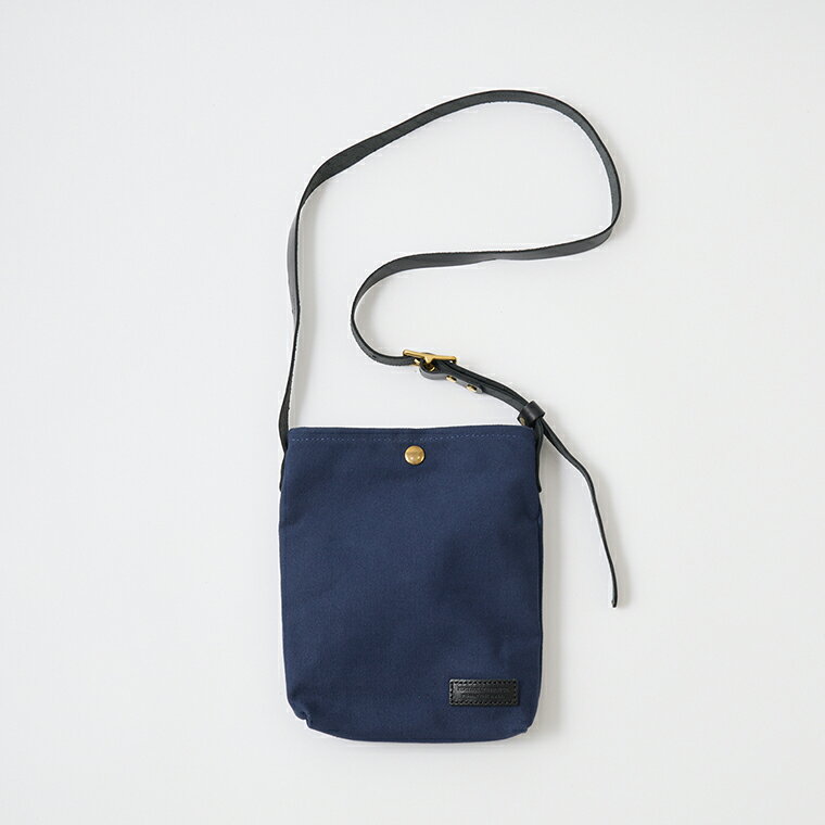 HERITAGE LEATHER (ヘリテイジレザー) CANVAS SACOCHE BAG W/LEATHER STRAP - NAVY_BLACK LEATHER コットンキャンバス サコッシュ メンズ