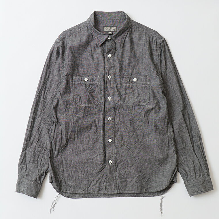 Rakuten - EMPIRE & SONS (エンパイア アンド サンズ) L/S WORK SHIRT VINTAGE CHAMBRAY - BLACK ブラックシャンブレー ワークシャツ メンズ