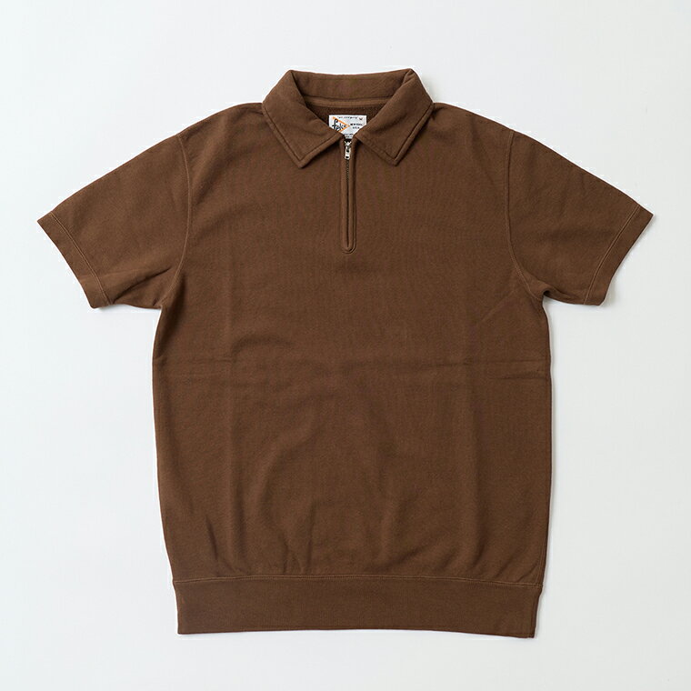 Rakuten - FELCO (フェルコ) 10oz LT WEIGHT FRENCH TERRY S/S HALF ZIP SWEAT - D.BROWN 半袖 ハーフジップ スウェット メンズ’