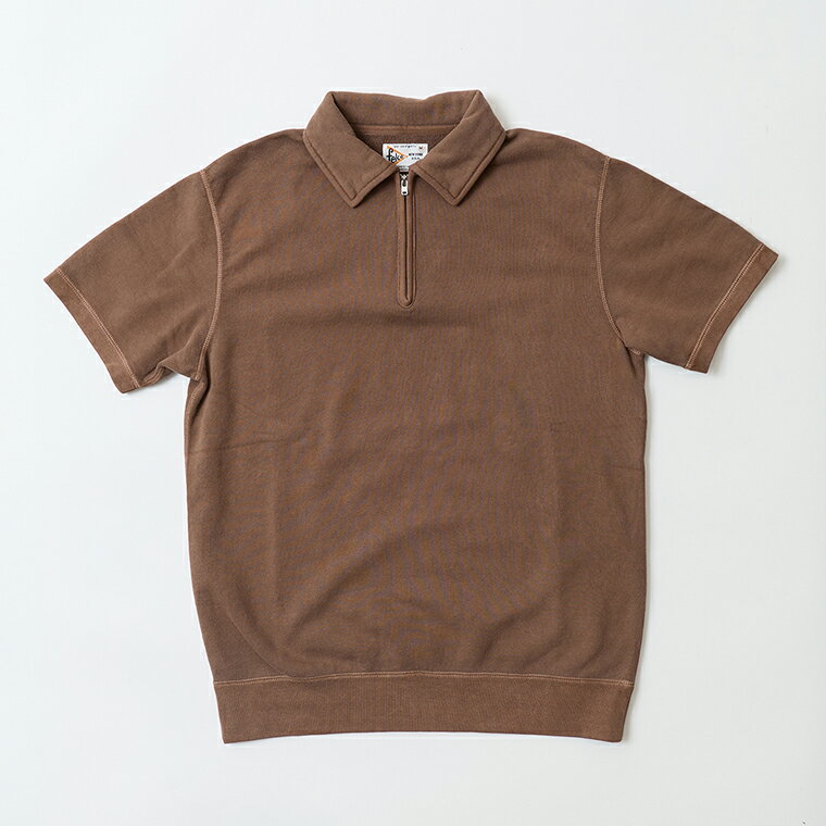 Rakuten - FELCO (フェルコ) 10oz LT WEIGHT FRENCH TERRY S/S HALF ZIP SWEAT - PGR BROWN 半袖 ハーフジップ スウェット メンズ’