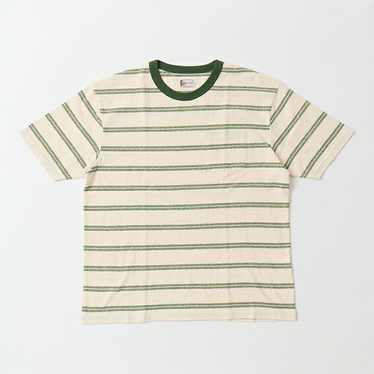 Rakuten - 【対象ボーダーTシャツ2枚購入でノベルティプレゼント】FELCO (フェルコ) S/S CREW POCKET TEE EMOTION STRIPE - 103 NATURAL-YELLOW STRIPE ストライプTシャツ メンズ
