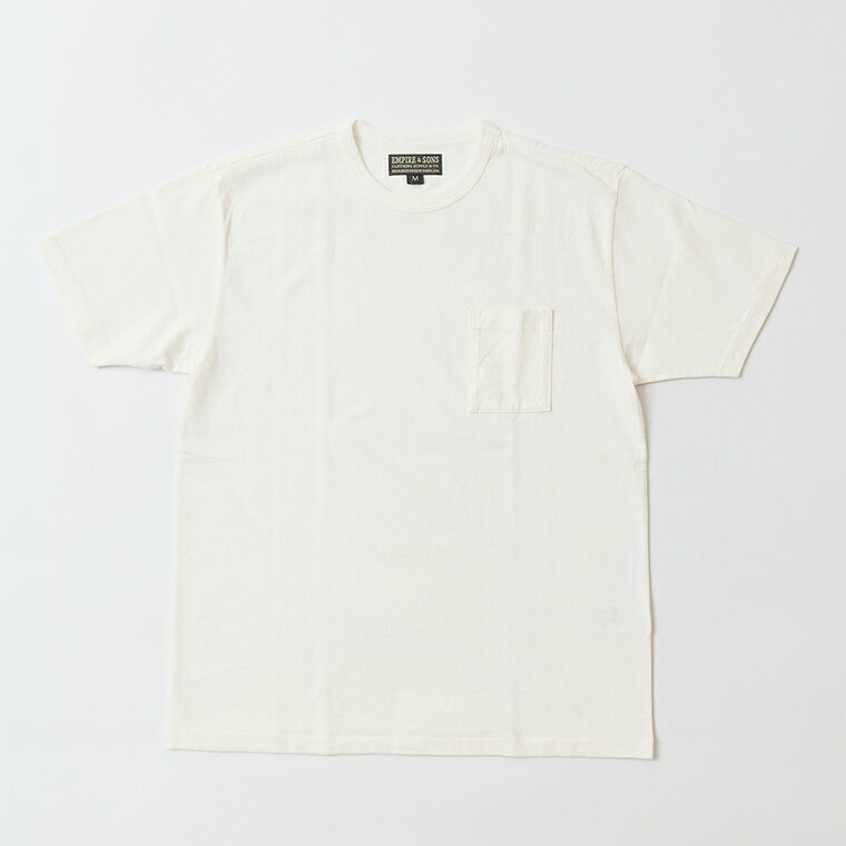 Rakuten - EMPIRE & SONS (エンパイア アンド サンズ) S/S CREW POCKET TEE US AMERICAN DRY JERSEY BLIND SINGLE STITCH - OFF WHITE Tシャツ 無地 メンズ