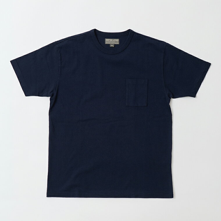Rakuten - EMPIRE & SONS (エンパイア アンド サンズ) S/S CREW POCKET TEE US AMERICAN DRY JERSEY BLIND SINGLE STITCH - DARK NAVY Tシャツ 無地 メンズ