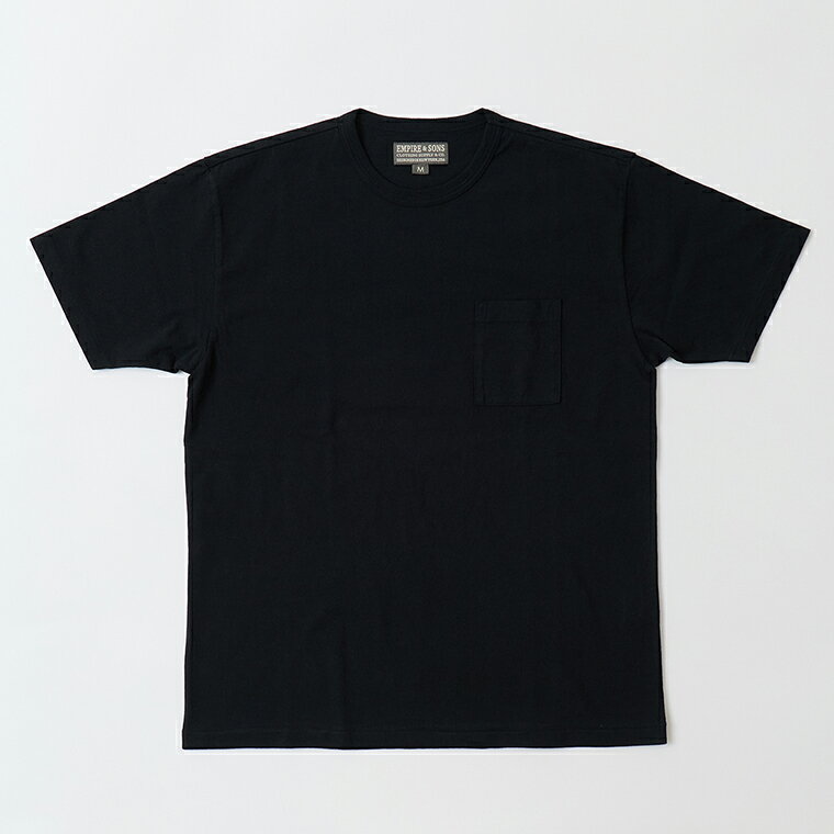 Rakuten - EMPIRE & SONS (エンパイア アンド サンズ) S/S CREW POCKET TEE US AMERICAN DRY JERSEY BLIND SINGLE STITCH - SOLID BLACK Tシャツ 無地 メンズ