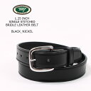 TORY LEATHER (トリーレザー) 1.25 INCH SINGLE STITCHED BRIDLE LEATHER BELT - BLACK_NICKEL レザーベルト メンズ