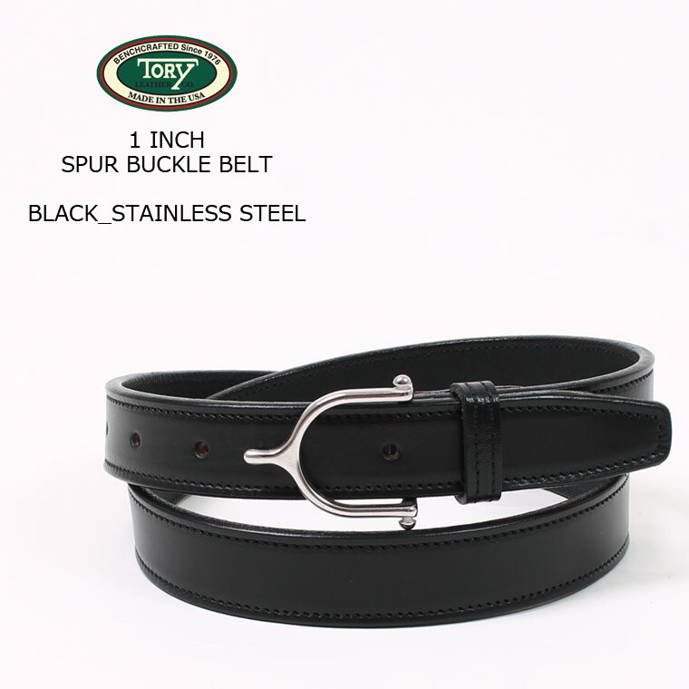 レザーベルト TORY LEATHER (トリーレザー) 1 INCH SPUR BUCKLE BELT - BLACK_STAINLESS STEEL レザーベルト メンズ