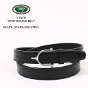 TORY LEATHER (g[U[) 1 INCH SPUR BUCKLE BELT - BLACK_STAINLESS STEEL U[xg Y