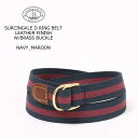 LEATHERMAN BELT (U[}xg) SURCINGKLE D RING BELT LEATHER FINISH W/BRASS BUCKLE - NAVY_MAROON xg Y