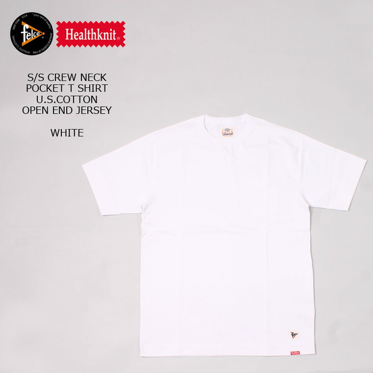 FELCO×HEALTHKNIT (フェルコ×ヘルスニット) S/S CREW NECK POCKET T SHIRT U.S.COTTON OPEN END JERSEY - WHITE Tシャツ メンズ