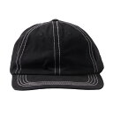 FELCO (tFR) NEW SHAPE TWILL STONE WASHED BLANK BB CAP - BLACK_NATURAL STITCH x[X{[Lbv Y fB[X