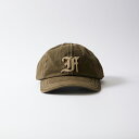 FELCO (フェルコ) NEW SHAPE TWILL STONE WASHED BB CAP W/OLD FONT "F" FELT - OLIVE_BEIGE STITCH_F_BEIGE ベースボールキャップ メンズ レディース
