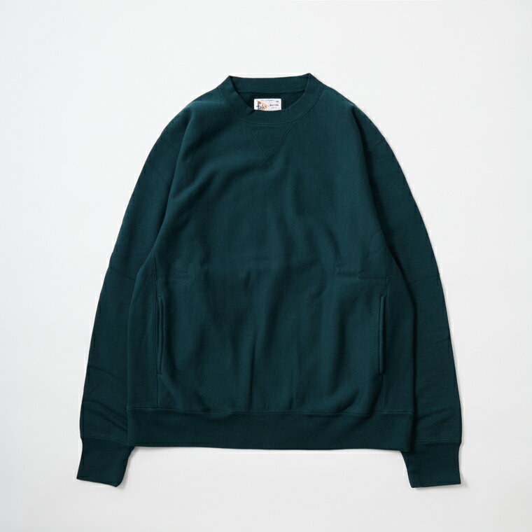 Rakuten - FELCO (フェルコ) CLASSIC FIT L/S INVERSE WEAVE V GUSSET SWEAT W/SLASH POCKET 12oz MD WEIGHT FRENCH TERRY - DK GREEN トレーナー メンズ’