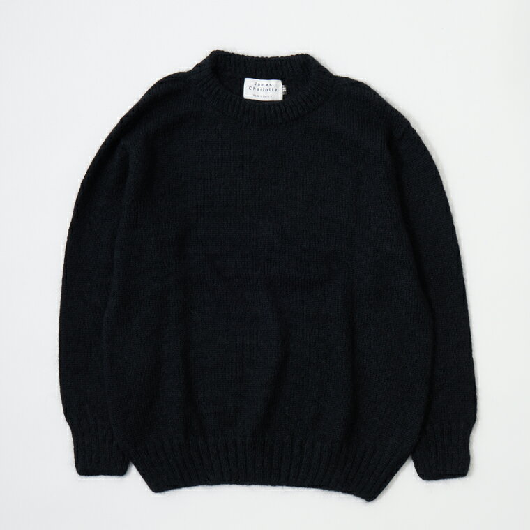 JAMES CHARLOTTE (ジェームス シャルロット) CREW PULLOVER 50% MOHAIR 20% WOOL 30% POLYAMIDE - 342 BLACK セーター メンズ イギリス製