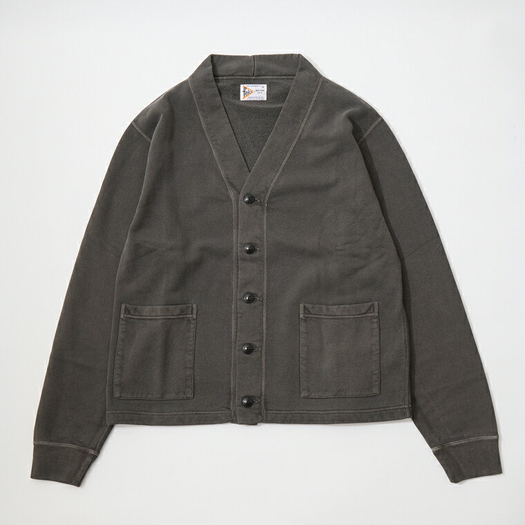 FELCO (フェルコ) CLASSIC FIT 10oz TERRY V NECK BUTTON CARDIGAN - 07 PGR BLACK スウェット カーディガン メンズ