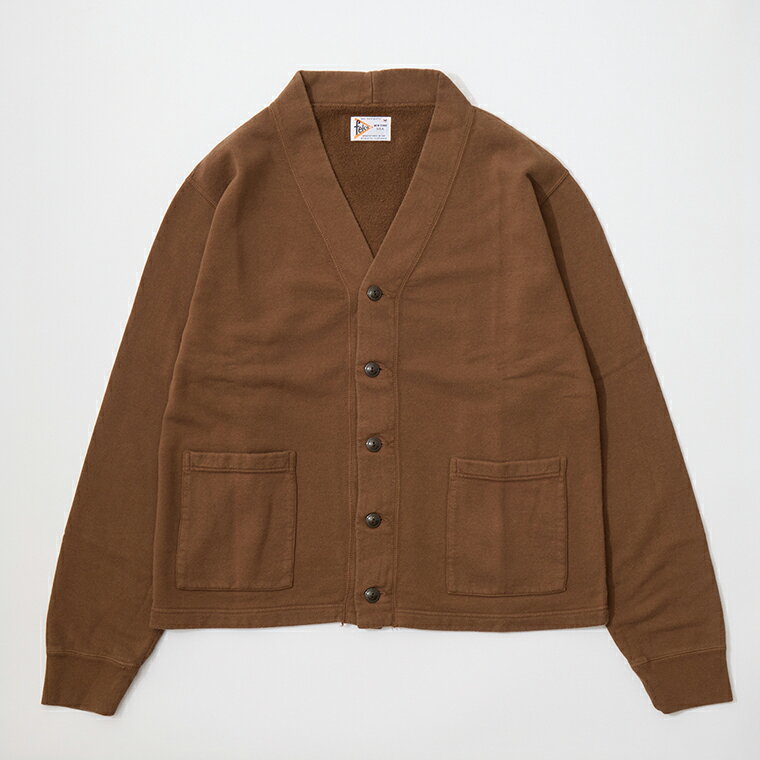 Rakuten - FELCO (フェルコ) CLASSIC FIT 10oz TERRY V NECK BUTTON CARDIGAN - 18 BW BROWN スウェット カーディガン メンズ
