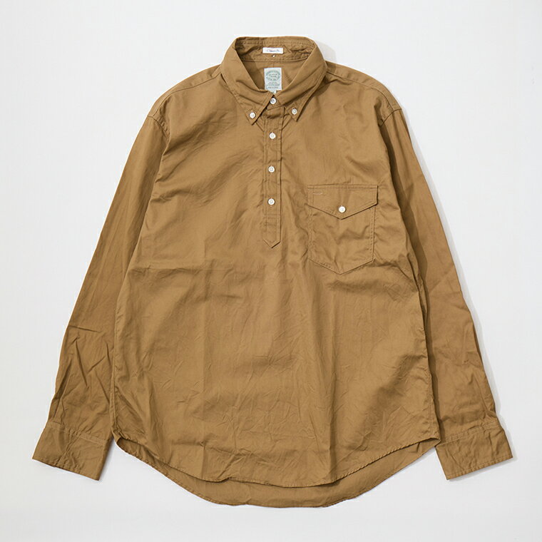 KEATON CHASE USA (キートンチェイスUSA) L/S CLASSIC FIT PULLOVER BD SHIRT 30S COTTON DYED TWILL - TAN プルオーバーシャツ メンズ