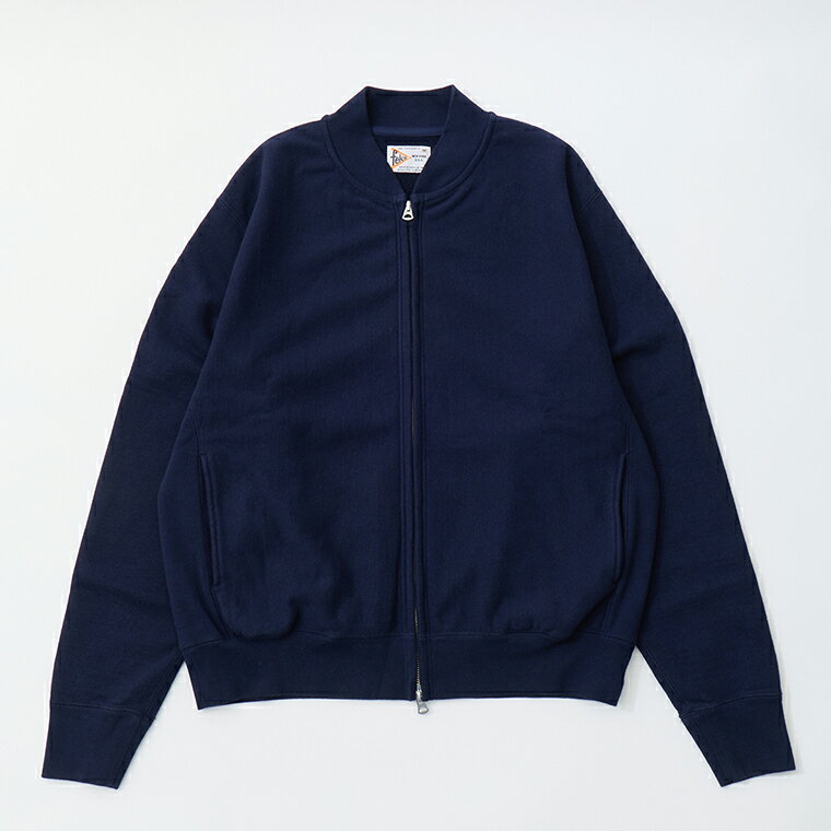 FELCO (フェルコ) CLASSIC FIT INVERSE WEAVE ZIP BASEBALL NECK SLASH POCKET 16oz HEAVY WEIGHT TERRY - ITALIAN NAVY ベースボール..