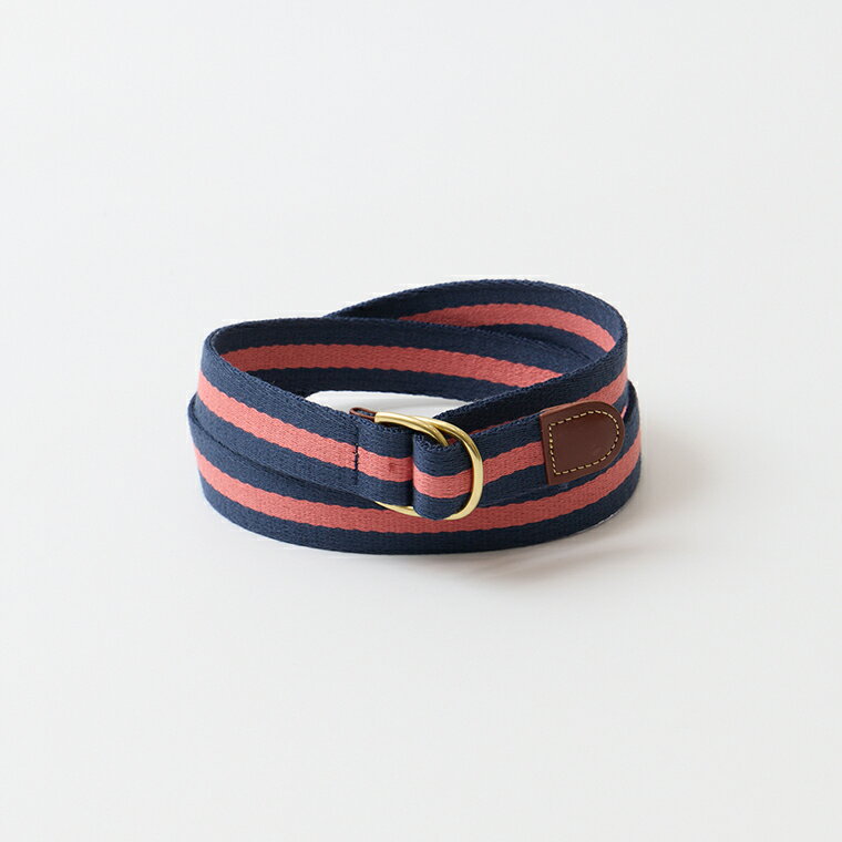 LEATHERMAN BELT (レザーマンベルト) SURCINGKLE D RING BELT LEATHER FINISH W/BRASS BUCKLE - NAVY_SAIL RED メンズ アメリカ製 ベルト