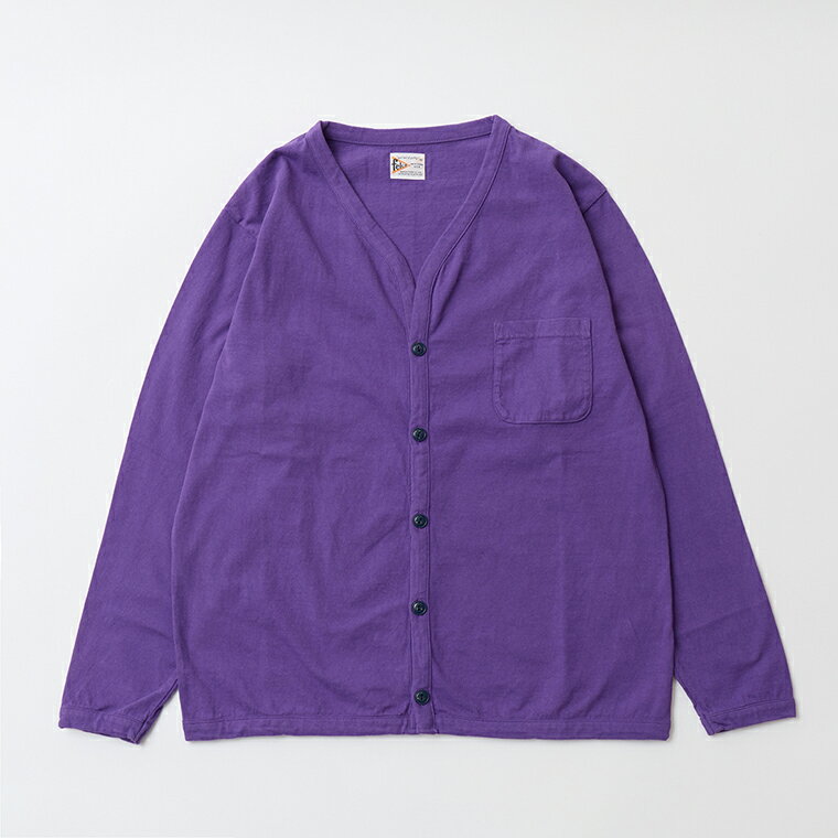 Rakuten - FELCO (フェルコ) L/S BINDER V NECK CARDIGAN W/POCKET 7oz 16SINGLE RUFFY JERSEY - PURPLE カーディガン メンズ