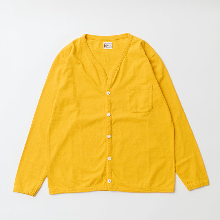 Rakuten - FELCO (フェルコ) L/S BINDER V NECK CARDIGAN W/POCKET 7oz 16SINGLE RUFFY JERSEY - YELLOW GOLD カーディガン メンズ
