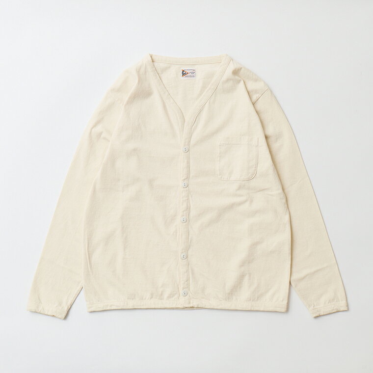 Rakuten - FELCO (フェルコ) L/S BINDER V NECK CARDIGAN W/POCKET 7oz 16SINGLE RUFFY JERSEY - NATURAL カーディガン メンズ