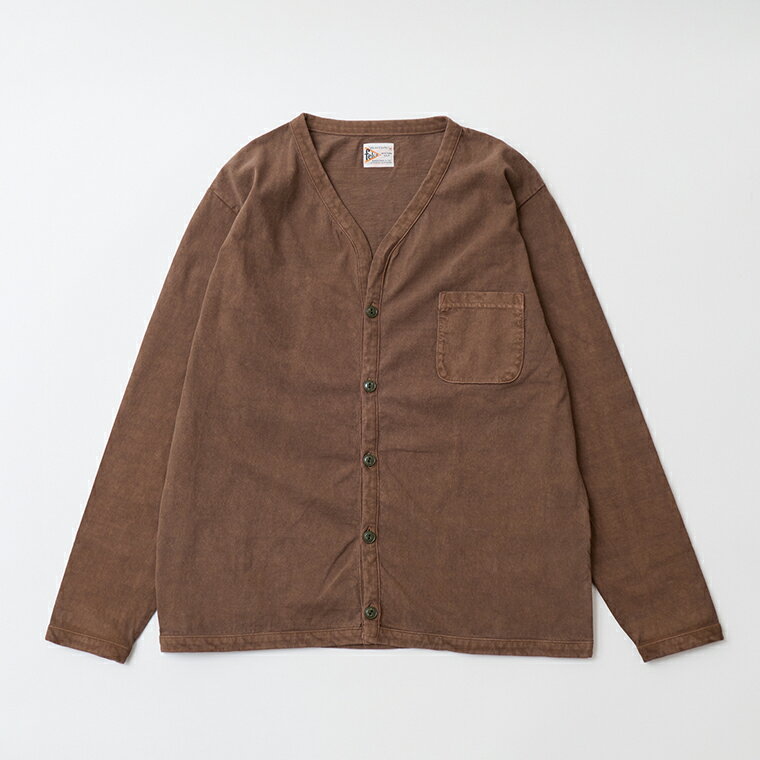 Rakuten - FELCO (フェルコ) L/S BINDER V NECK CARDIGAN W/POCKET 7oz 16SINGLE RUFFY JERSEY - PGR BROWN カーディガン メンズ