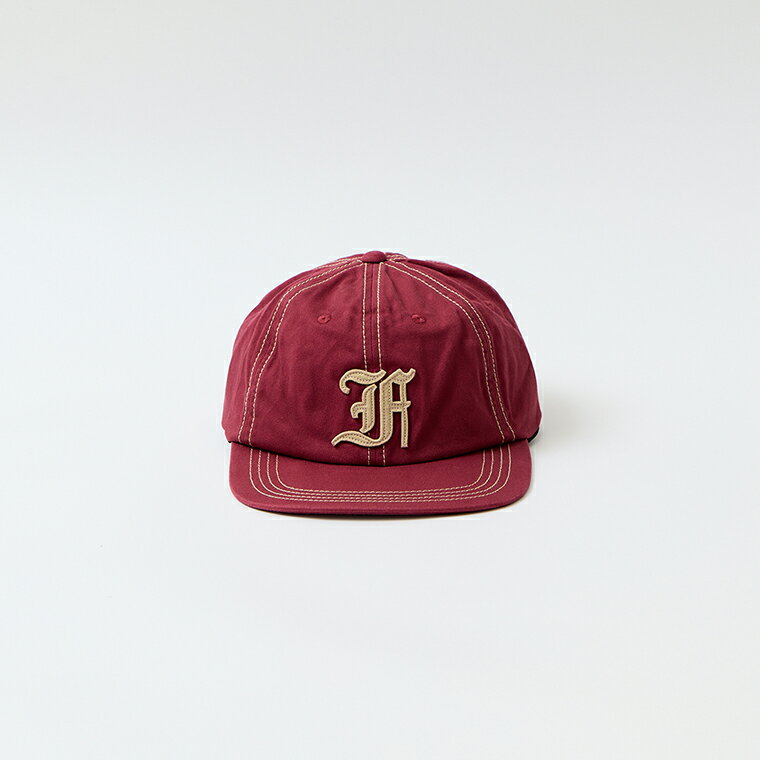 FELCO (フェルコ) NEW SHAPE TWILL STONE WASHED BB CAP W/OLD FONT "F" FELT - BURGUNDY_BEIGE STITCH_F BEIGE ベースボールキャップ メンズ レディース