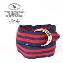 BARRONS-HUNTER (oYn^[) WIDE GROSSGRAIN D3 NICKEL D-RING BUCKLE - WG214 NAVY_RED {xg Y