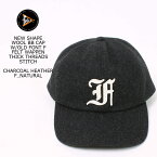 FELCO (フェルコ) NEW SHAPE WOOL BB CAP W/OLD FONT F FELT WAPPEN THICK THREADS STITCH - CHARCOAL HEATHER_F_NATURAL ベースボールキャップ メンズ レディース