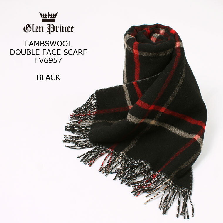 グレン・プリンス GLEN PRINCE (グレンプリンス) LAMBSWOOL DOUBLE FACE SCARF - FV6957 BLACK’