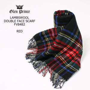 GLEN PRINCE (グレンプリンス) LAMBSWOOL DOUBLE FACE SCARF - FV8482 RED マフラー メンズ レディース