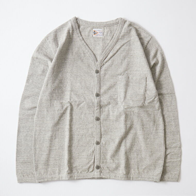 カーディガン メンズ（10000円程度） FELCO (フェルコ) L/S BINDER V NECK CARDIGAN W/POCKET 7oz 18SINGLE JERSEY - TWISTED_GREY カーディガン メンズ