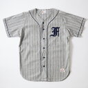 FELCO (フェルコ) BASEBALL SHIRT COTTON/LINEN BASEBALL SHIRT CLOTH W/ OLD F FONT - GREY_NAVY ベースボールシャツ