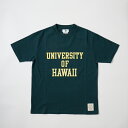 FELCO (フェルコ) S/S HI CREW TEE UNIVERSITY OF HAWAII - DK GREEN カレッジプリント Tシャツ メンズ