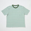 FELCO (フェルコ) S/S CREW POCKET TEE AMERICAN VINTAGE STRIPE - 130GREEN-WHITE ストライプTシャツ メンズ
